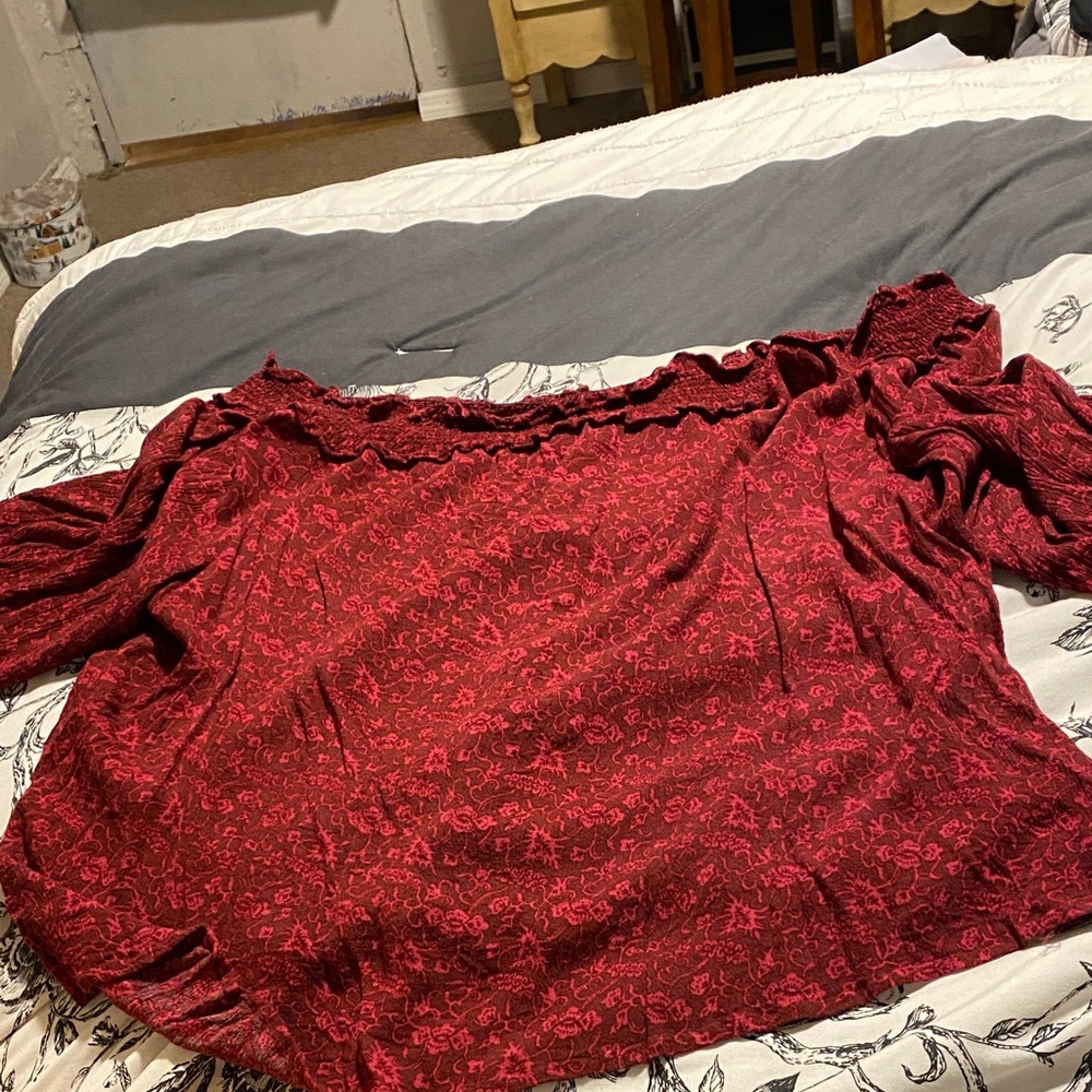 Lane Bryant Red Floral Blouse